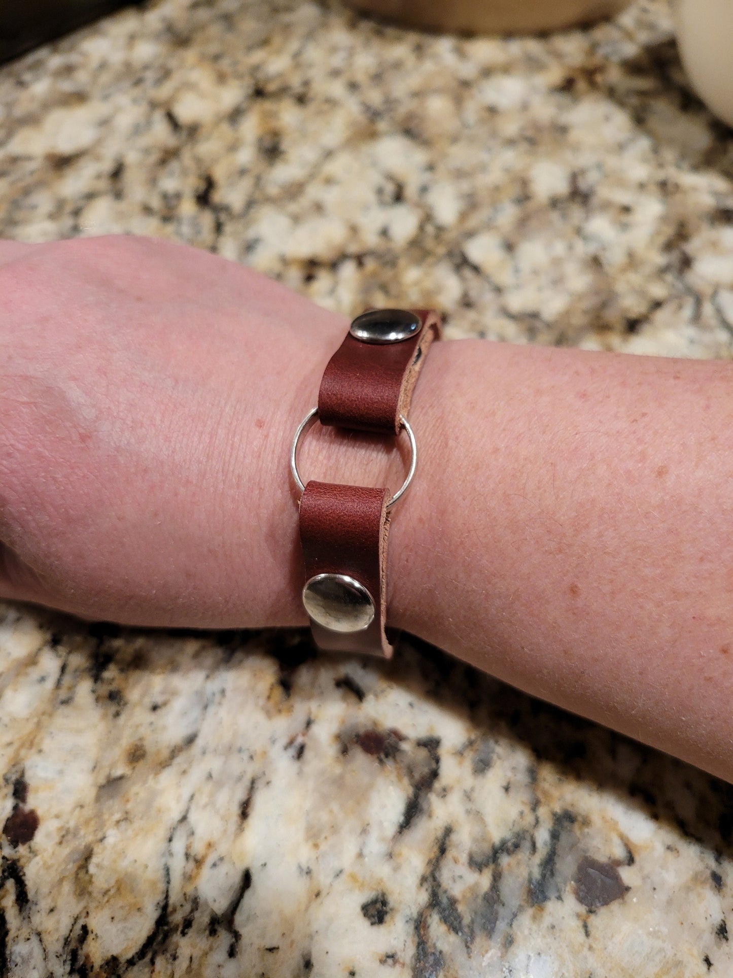 Ring Holder Bracelet! Widow Bracelet in Beautiful Brown Latigo (braided OR unbraided) Leather. Wear a family heirloom or wedding band.