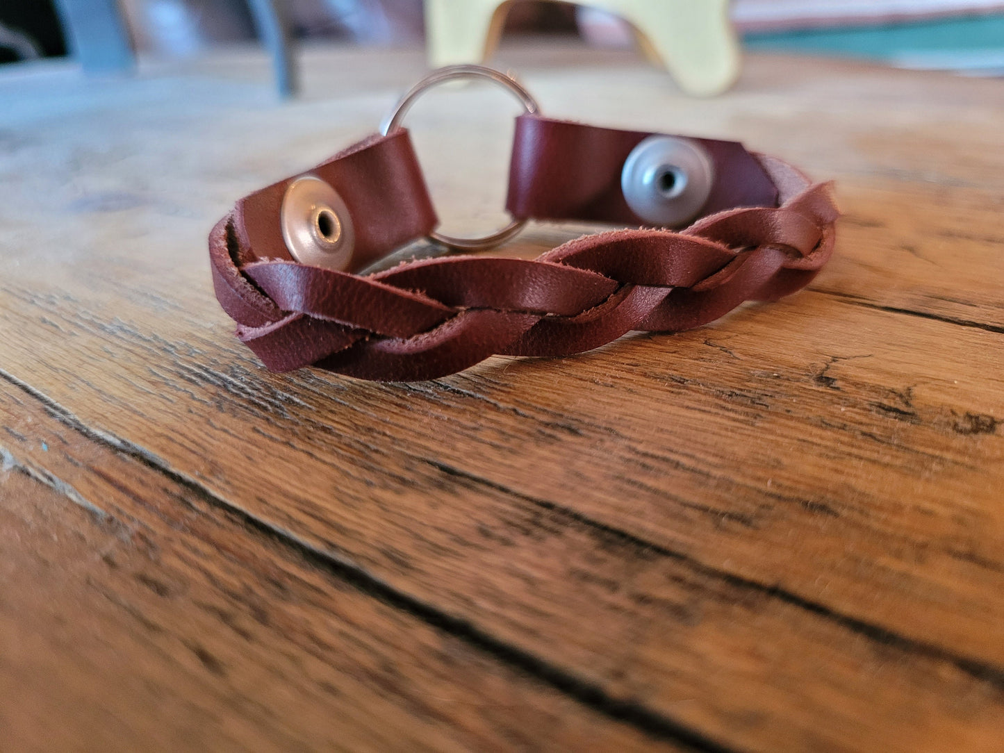 Ring Holder Bracelet! Widow Bracelet in Beautiful Brown Latigo (braided OR unbraided) Leather. Wear a family heirloom or wedding band.