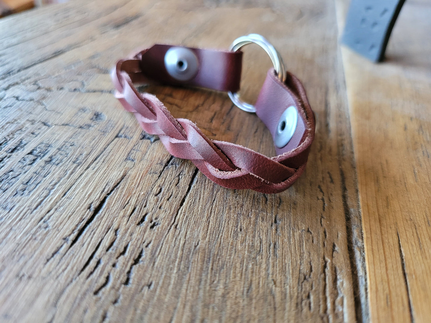 Ring Holder Bracelet! Widow Bracelet in Beautiful Brown Latigo (braided OR unbraided) Leather. Wear a family heirloom or wedding band.