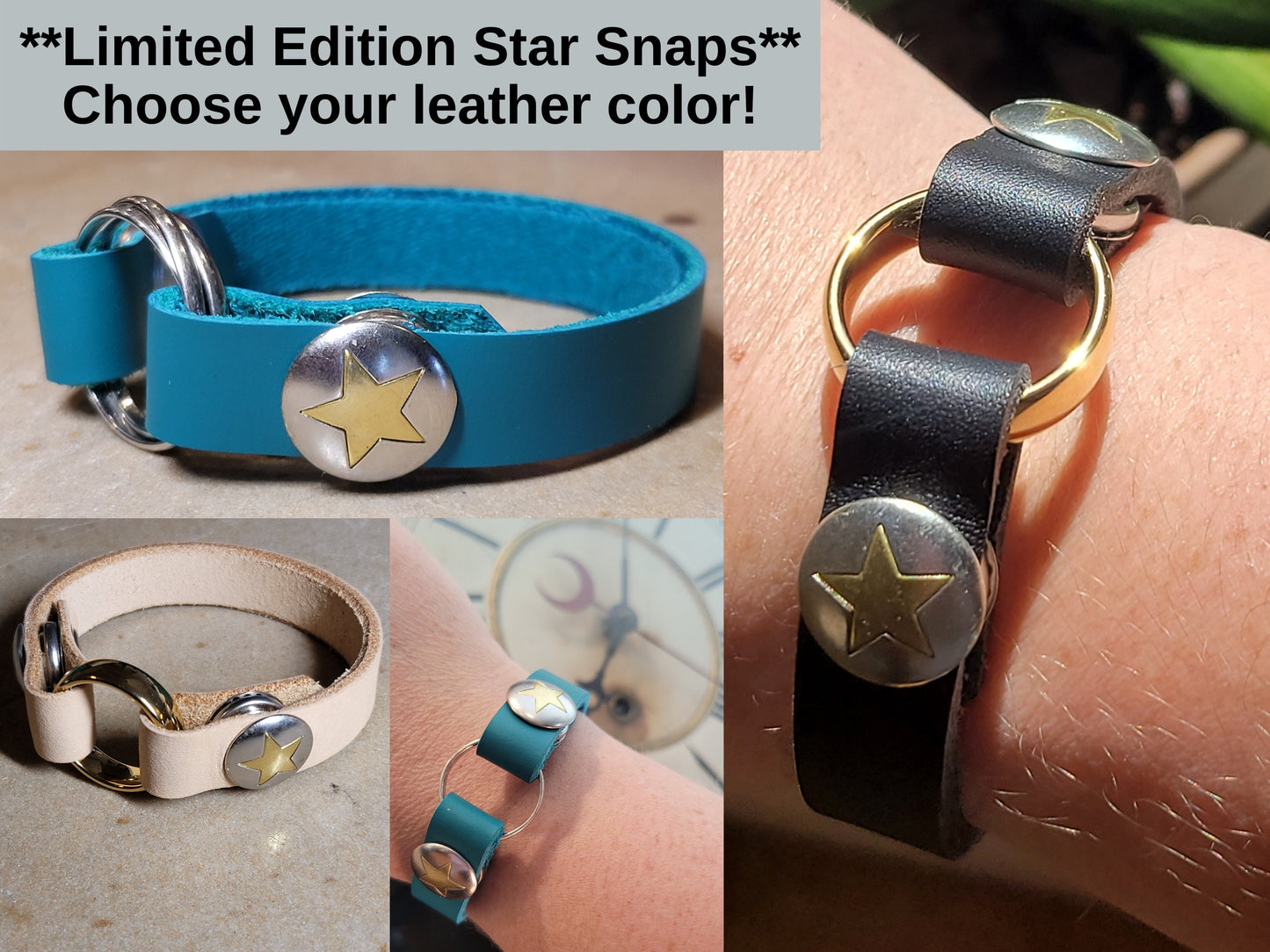 STAR SNAPS! Ring Holder: Special Limited Edition Leather Bracelet for Widows, Nurses, Drummer, Artist, Swollen Hands due to injury/pregnancy