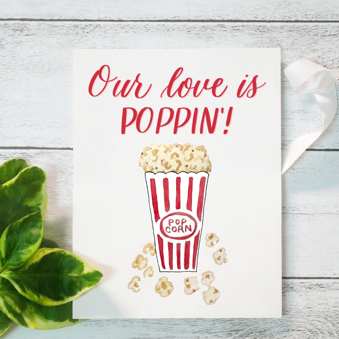 Popcorn Love Card, Anniversary card, Date Night, Gift for Her, Present for Him, Girlfriend Boyfriend Husband Wife Card Valentine's Day