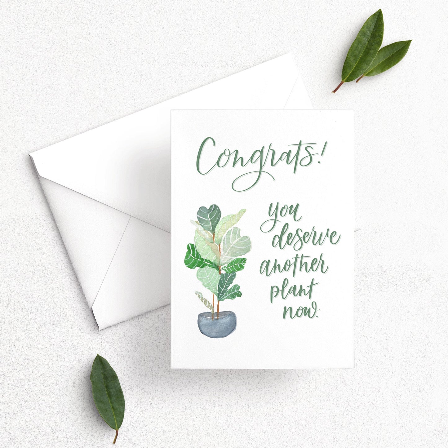 Congrats You Deserve Another Plant Card | Watercolor & Calligraphy| Gift for Best Friend | Plant Card | Appreciation gift | Good Job Card