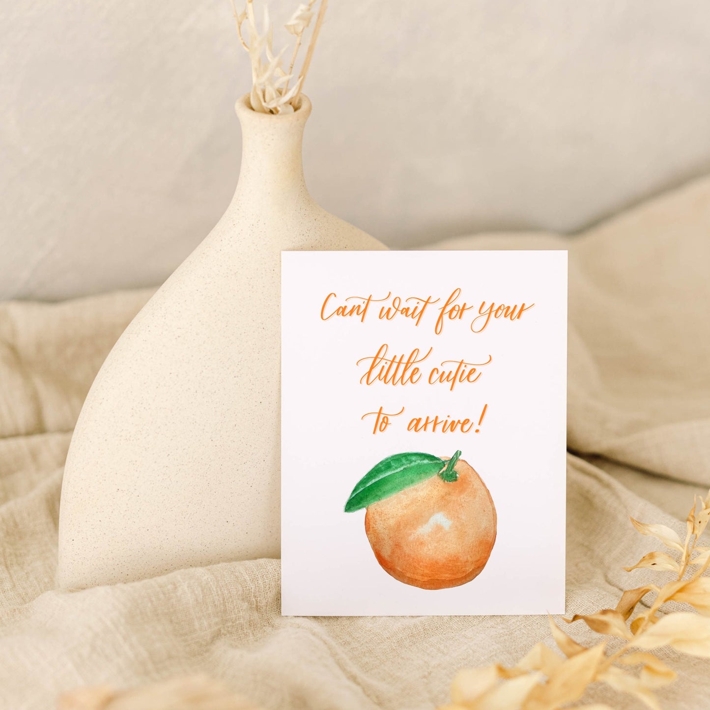 Little Cutie Baby Shower Card | Watercolor & Calligraphy| New Mom and Dad Gift | Expecting Mom Card | Parents to Be | Sweet Pregnancy Card