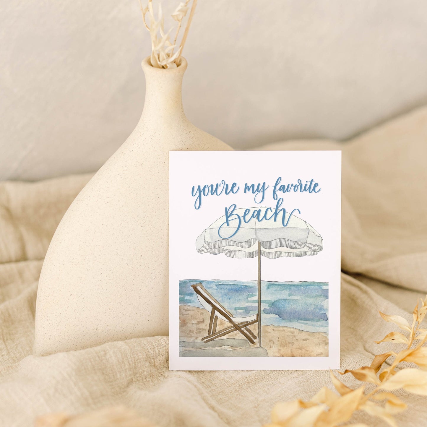 You're My Favorite Beach Card | Watercolor & Calligraphy| Gift for Best Friend | Ocean | Galentine's Day | Bachelorette Gift | Birthday Card