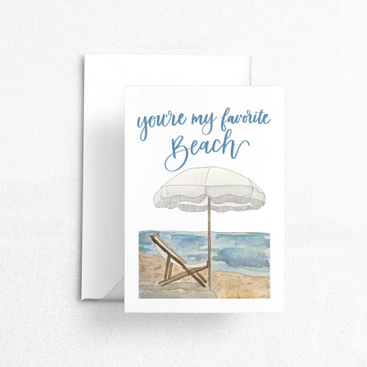 You're My Favorite Beach Card | Watercolor & Calligraphy| Gift for Best Friend | Ocean | Galentine's Day | Bachelorette Gift | Birthday Card