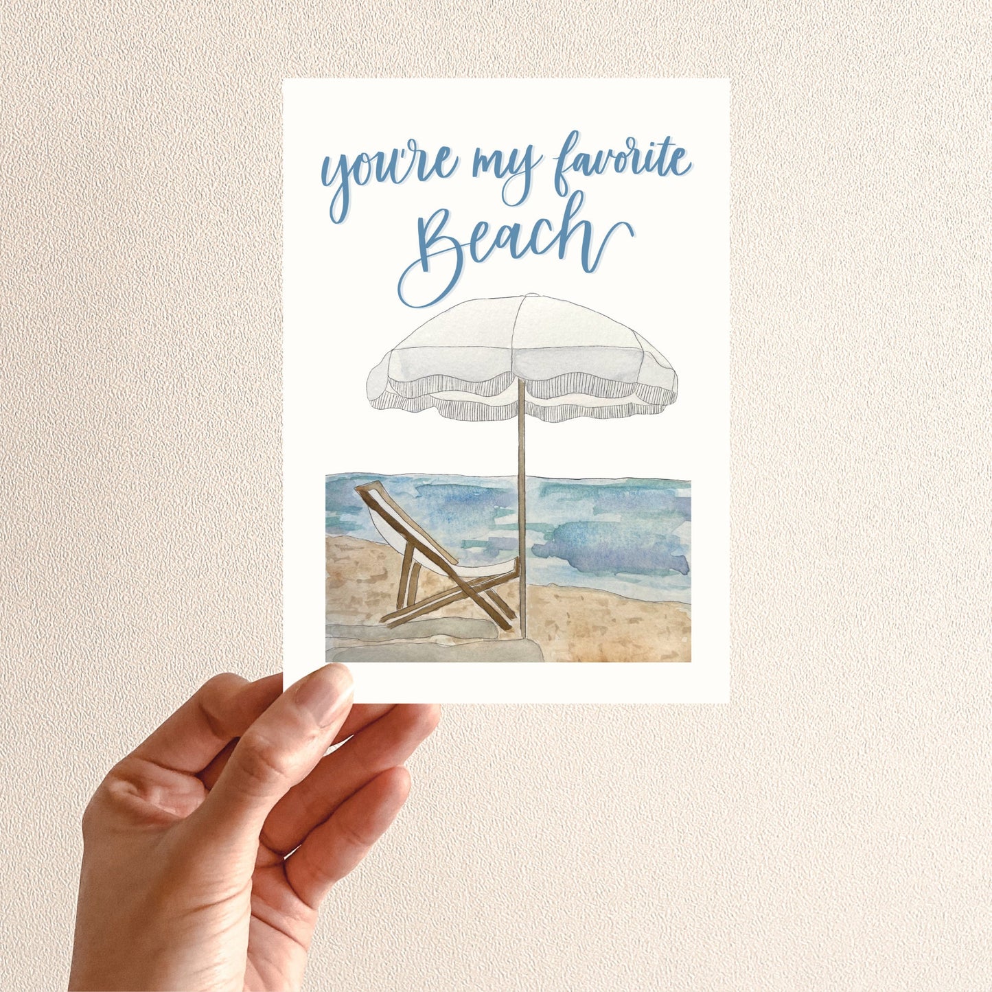 You're My Favorite Beach Card | Watercolor & Calligraphy| Gift for Best Friend | Ocean | Galentine's Day | Bachelorette Gift | Birthday Card