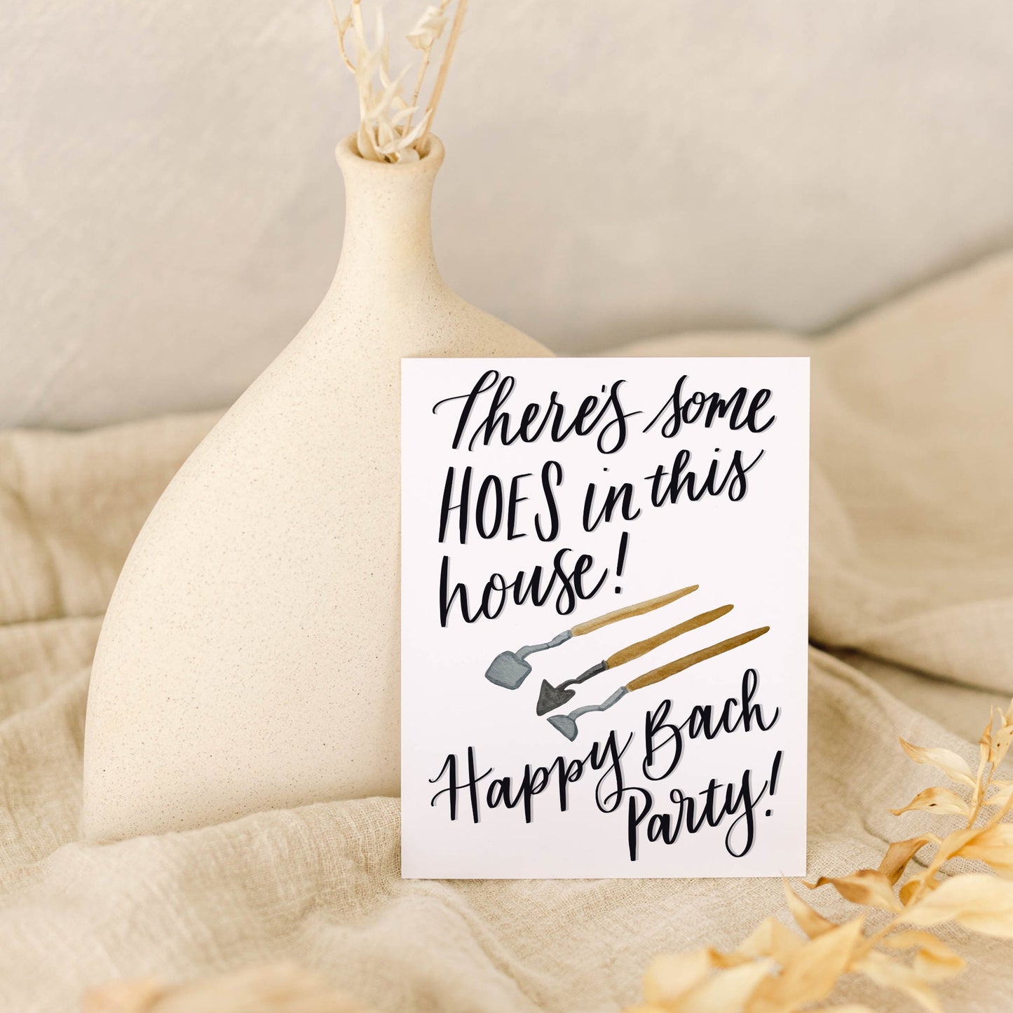 Hoes in This House Bachelorette Card | Watercolor & Calligraphy| Gift for Best Friend | Bride party | Bachelorette Gift | Wedding Card