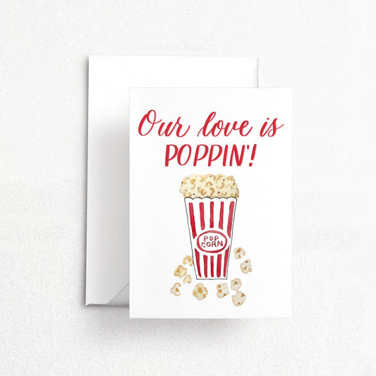 Popcorn Love Card, Anniversary card, Date Night, Gift for Her, Present for Him, Girlfriend Boyfriend Husband Wife Card Valentine's Day