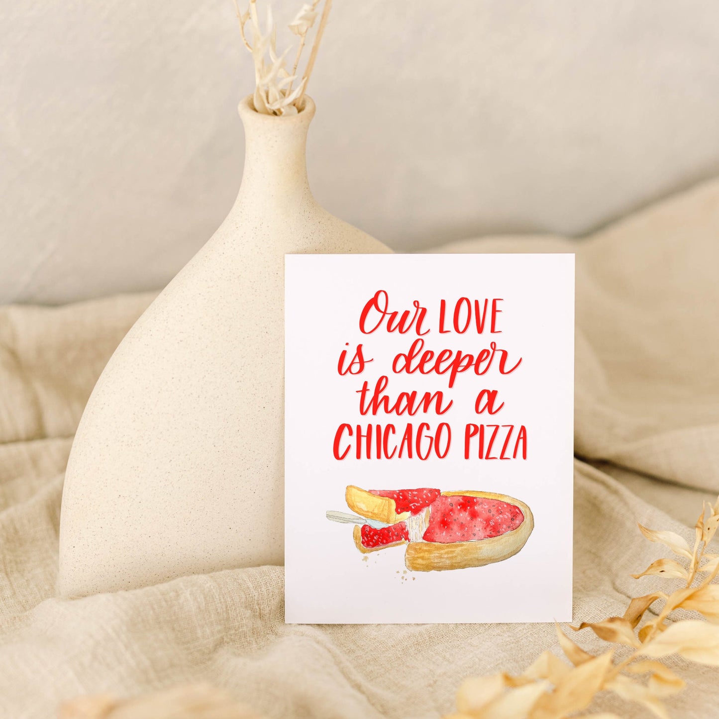 Love is Deeper than Chicago Pizza Card | Anniversary card | Gift for Her | Present for Him | Valentine's Day | Girlfriend Boyfriend gift