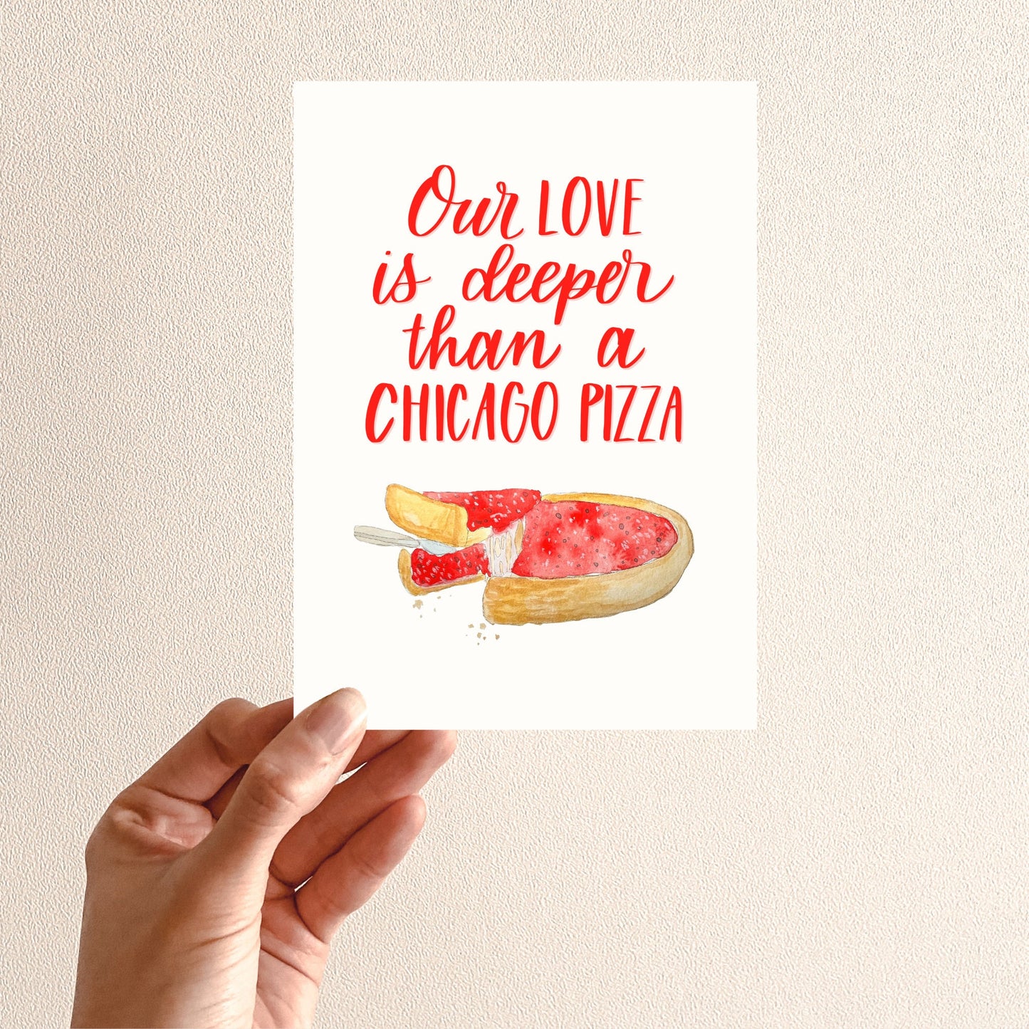 Love is Deeper than Chicago Pizza Card | Anniversary card | Gift for Her | Present for Him | Valentine's Day | Girlfriend Boyfriend gift