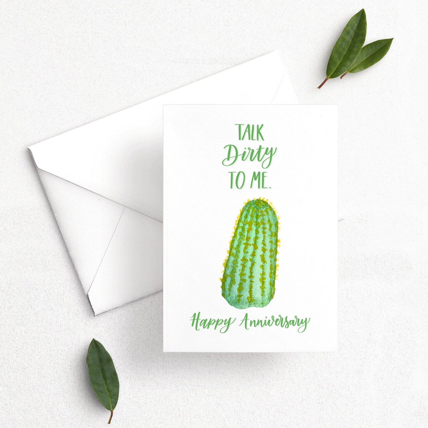 Talk Dirty to Me Cactus Anniversary Card | Watercolor & Calligraphy| Gift for Him | Love present | Husband Wife gift | Boyfriend card