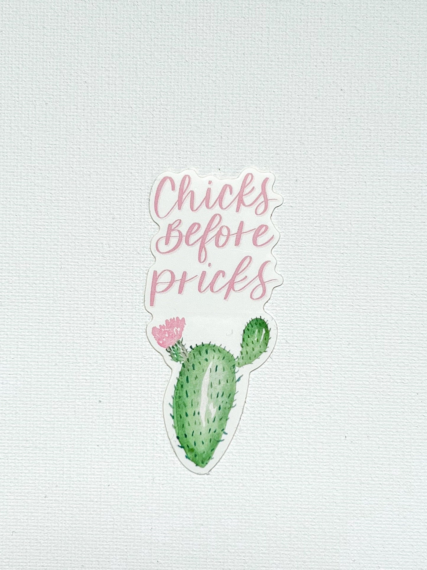 Chicks Before Pricks Sticker | waterproof dishwasher safe| Gift for Best Friend | water bottle laptop phone case sticker | Mom gift | Cactus