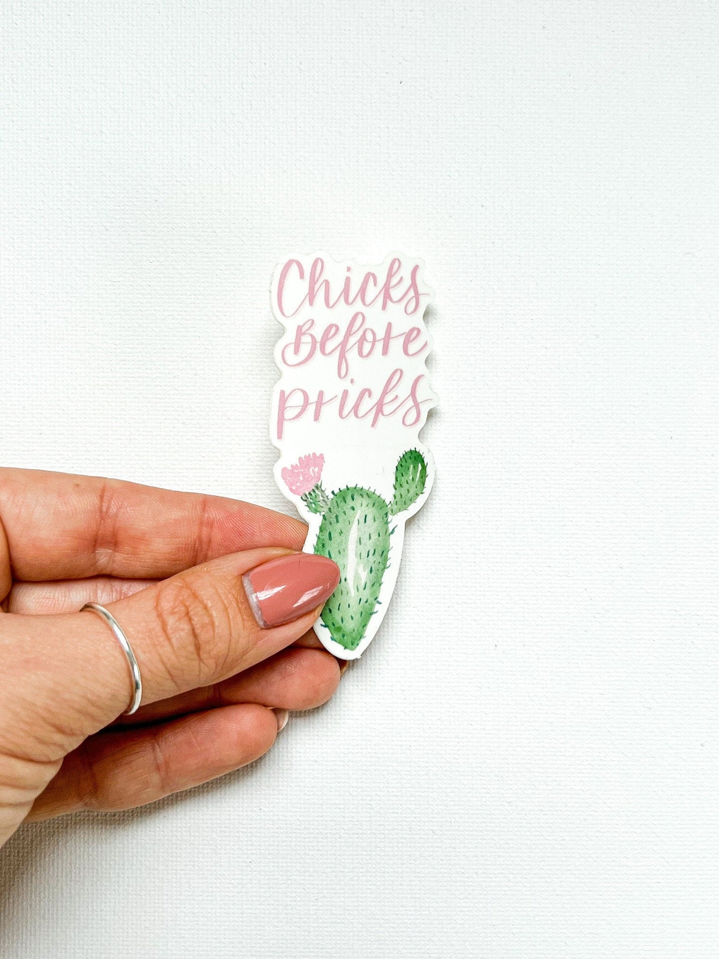 Chicks Before Pricks Sticker | waterproof dishwasher safe| Gift for Best Friend | water bottle laptop phone case sticker | Mom gift | Cactus