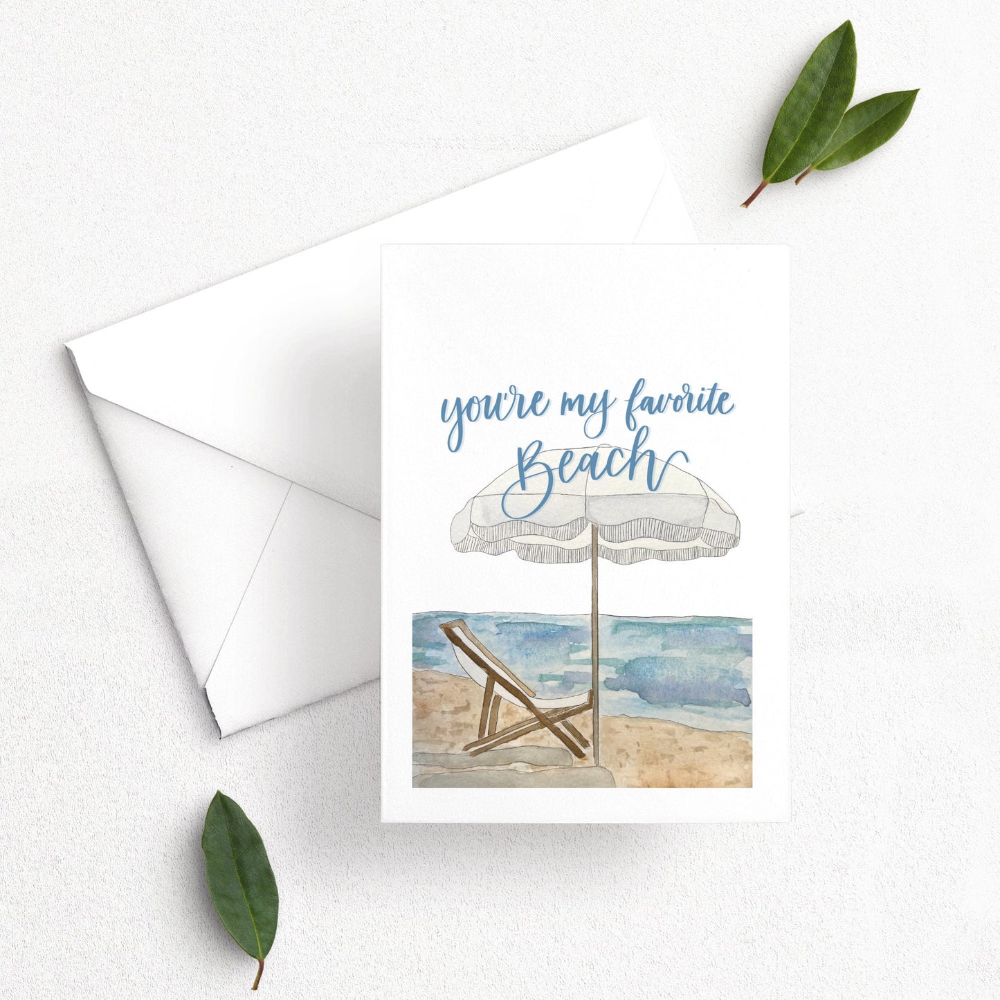 You're My Favorite Beach Card | Watercolor & Calligraphy| Gift for Best Friend | Ocean | Galentine's Day | Bachelorette Gift | Birthday Card