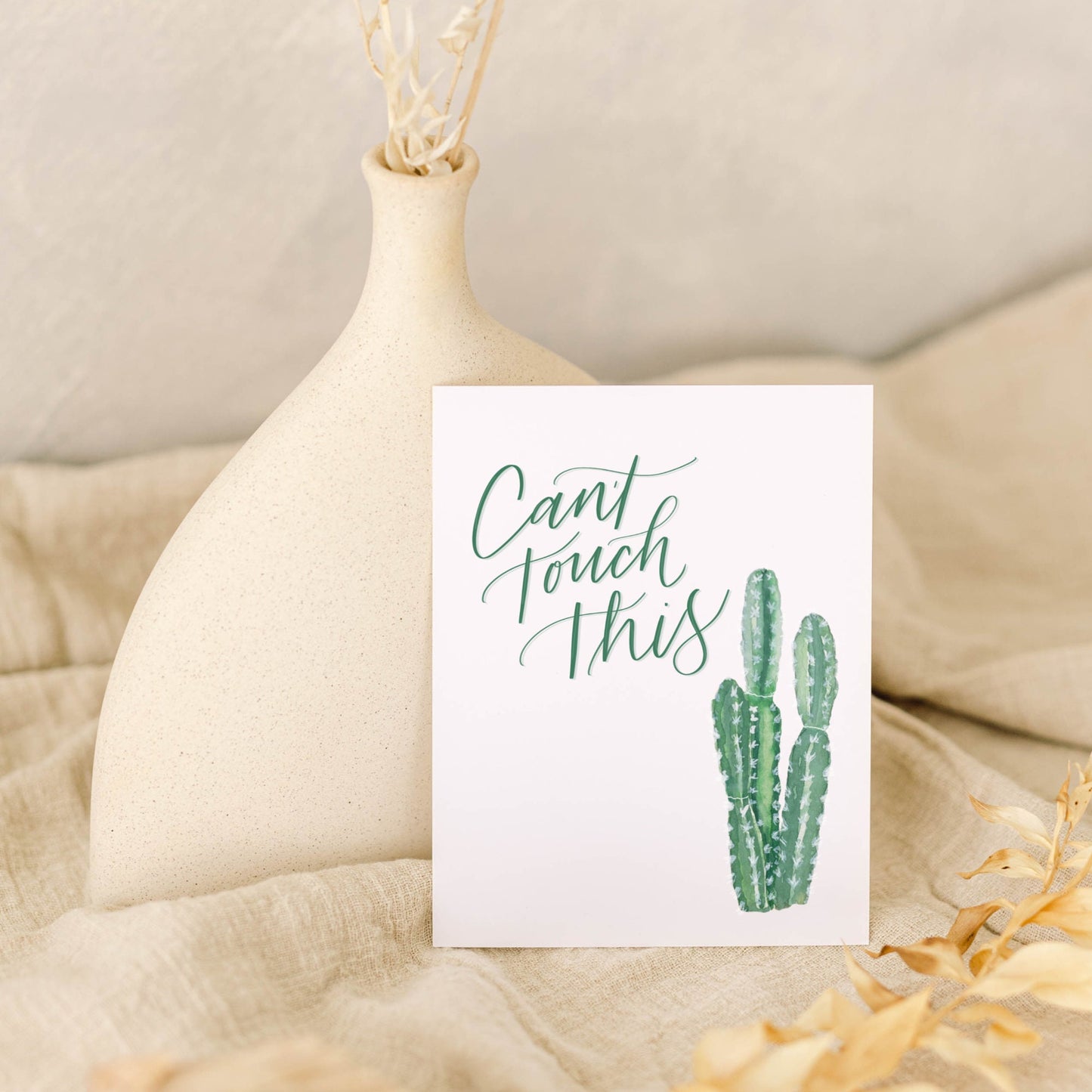 Can't Touch This Cactus Plant Card | Watercolor & Calligraphy| Gift for Best Friend | Congratulations | Appreciation gift | Good Job Card