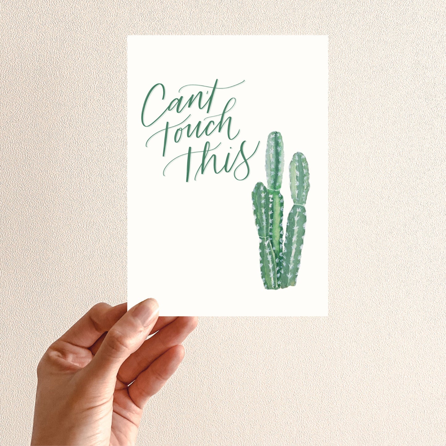 Can't Touch This Cactus Plant Card | Watercolor & Calligraphy| Gift for Best Friend | Congratulations | Appreciation gift | Good Job Card