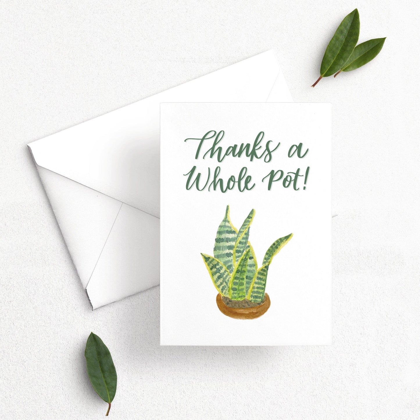 Thanks a Whole Pot Plant Card | Watercolor & Calligraphy| Gift for Best Friend | Thank You Card | Appreciation gift | Hostess | Teacher gift