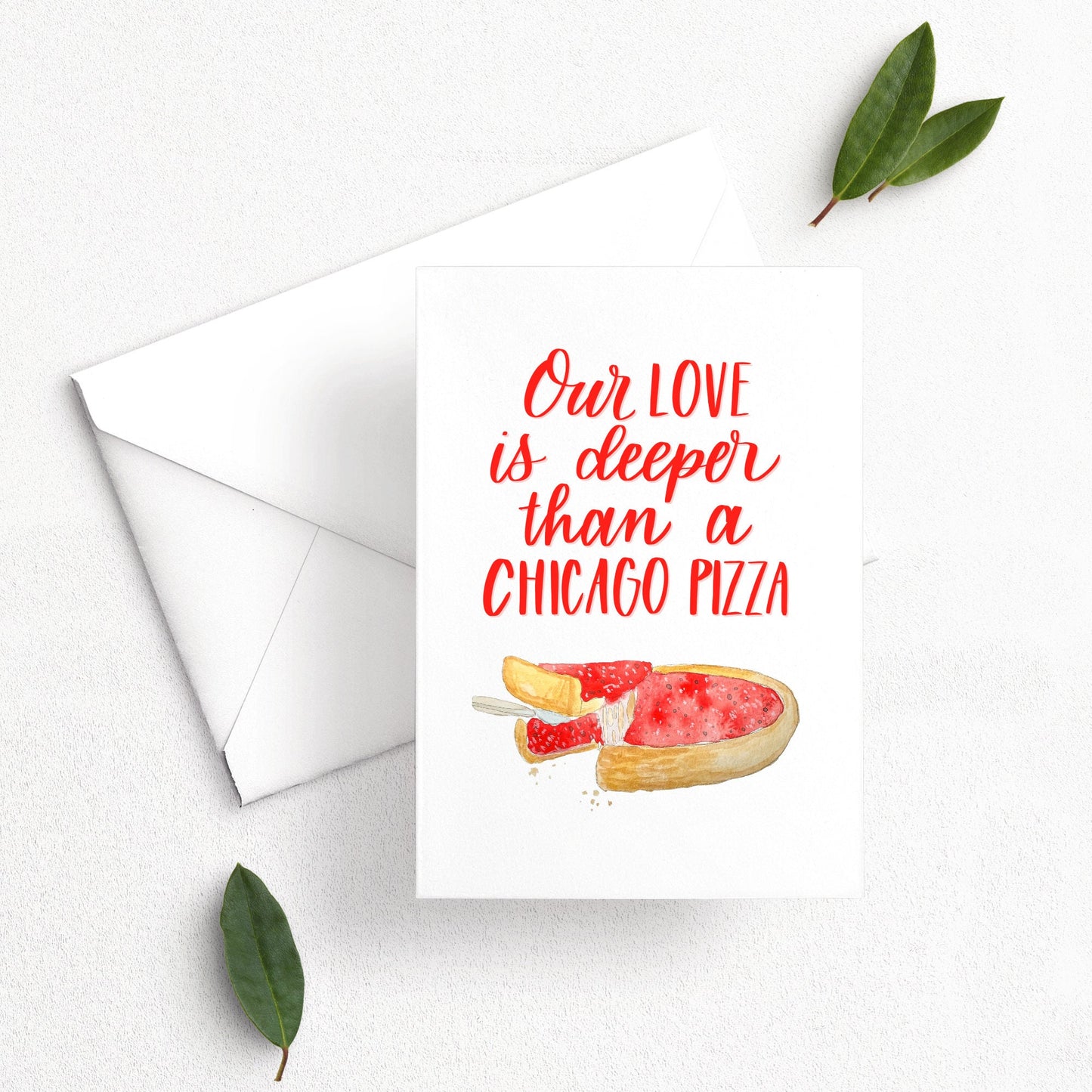 Love is Deeper than Chicago Pizza Card | Anniversary card | Gift for Her | Present for Him | Valentine's Day | Girlfriend Boyfriend gift