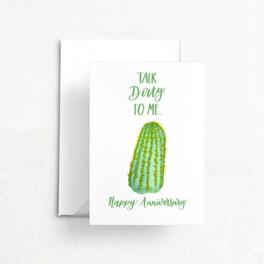 Talk Dirty to Me Cactus Anniversary Card | Watercolor & Calligraphy| Gift for Him | Love present | Husband Wife gift | Boyfriend card