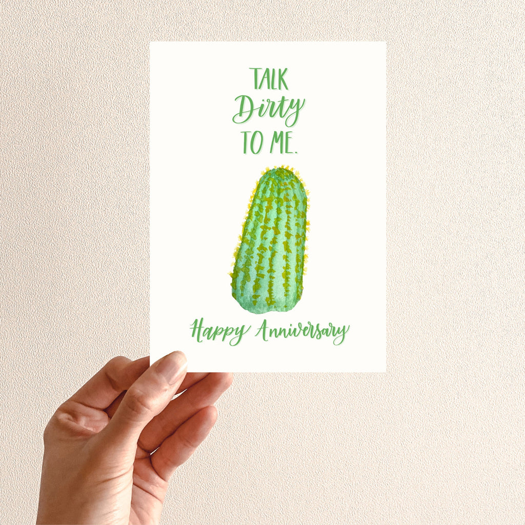 Talk Dirty to Me Cactus Anniversary Card | Watercolor & Calligraphy| Gift for Him | Love present | Husband Wife gift | Boyfriend card