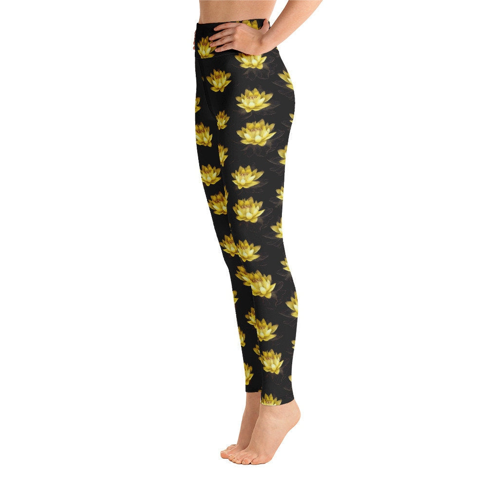 Yellow Lotus Leggings Woman, Yoga Leggings, Leggings for women, Fitness Leggings, Workout Leggings,  Gym Leggings, High Waist Leggings