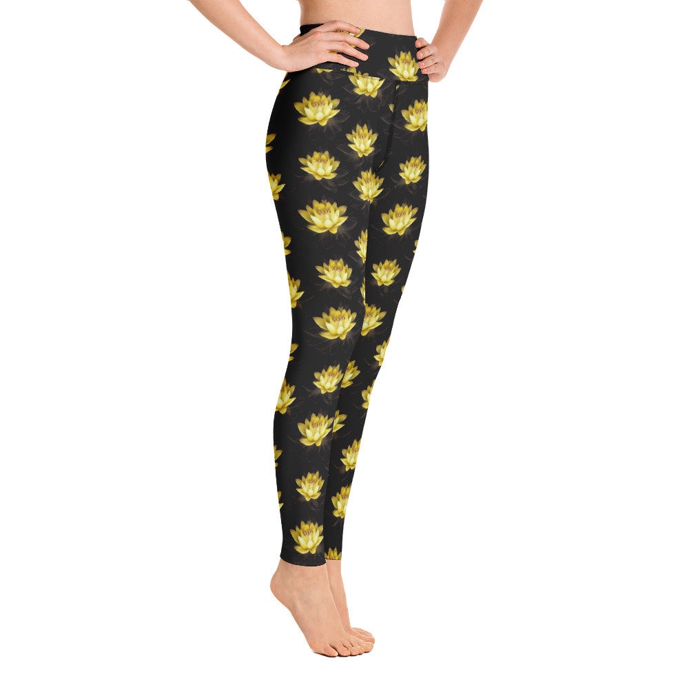 Yellow Lotus Leggings Woman, Yoga Leggings, Leggings for women, Fitness Leggings, Workout Leggings,  Gym Leggings, High Waist Leggings