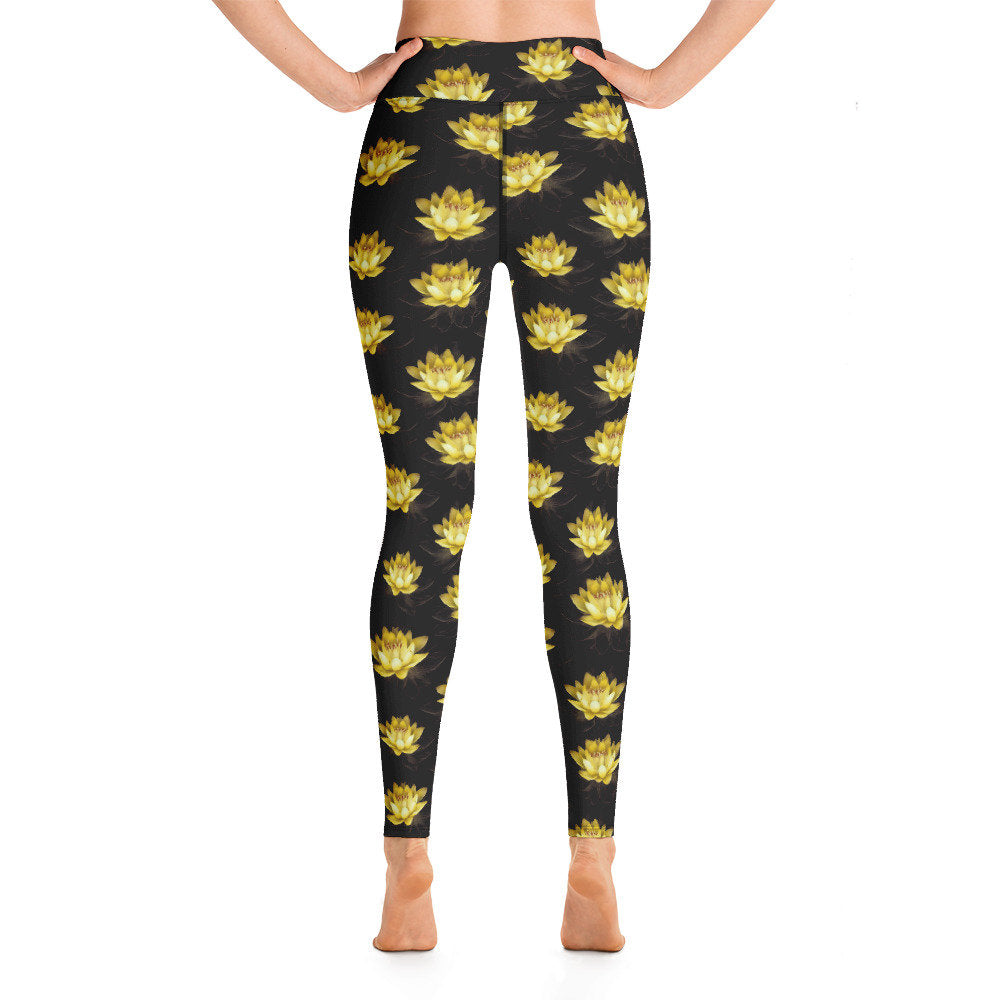 Yellow Lotus Leggings Woman, Yoga Leggings, Leggings for women, Fitness Leggings, Workout Leggings,  Gym Leggings, High Waist Leggings