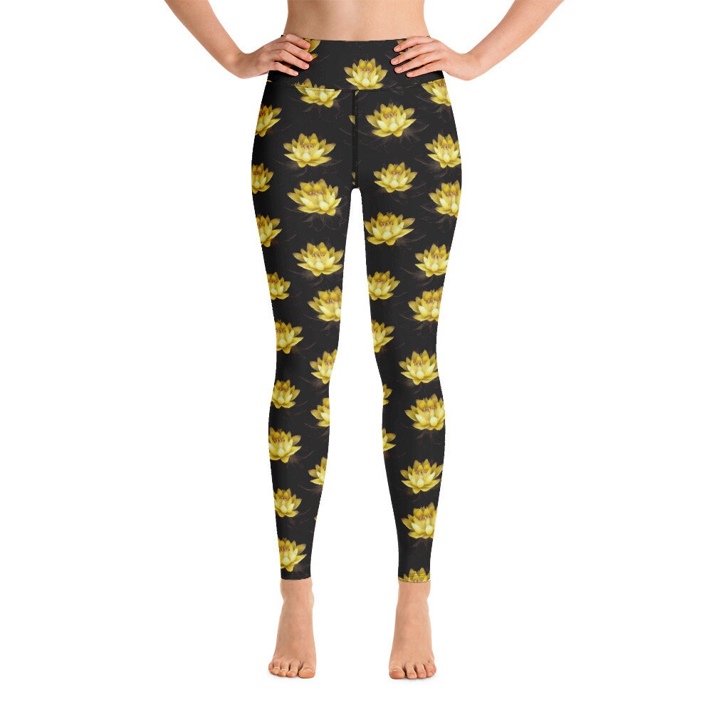 Yellow Lotus Leggings Woman, Yoga Leggings, Leggings for women, Fitness Leggings, Workout Leggings,  Gym Leggings, High Waist Leggings