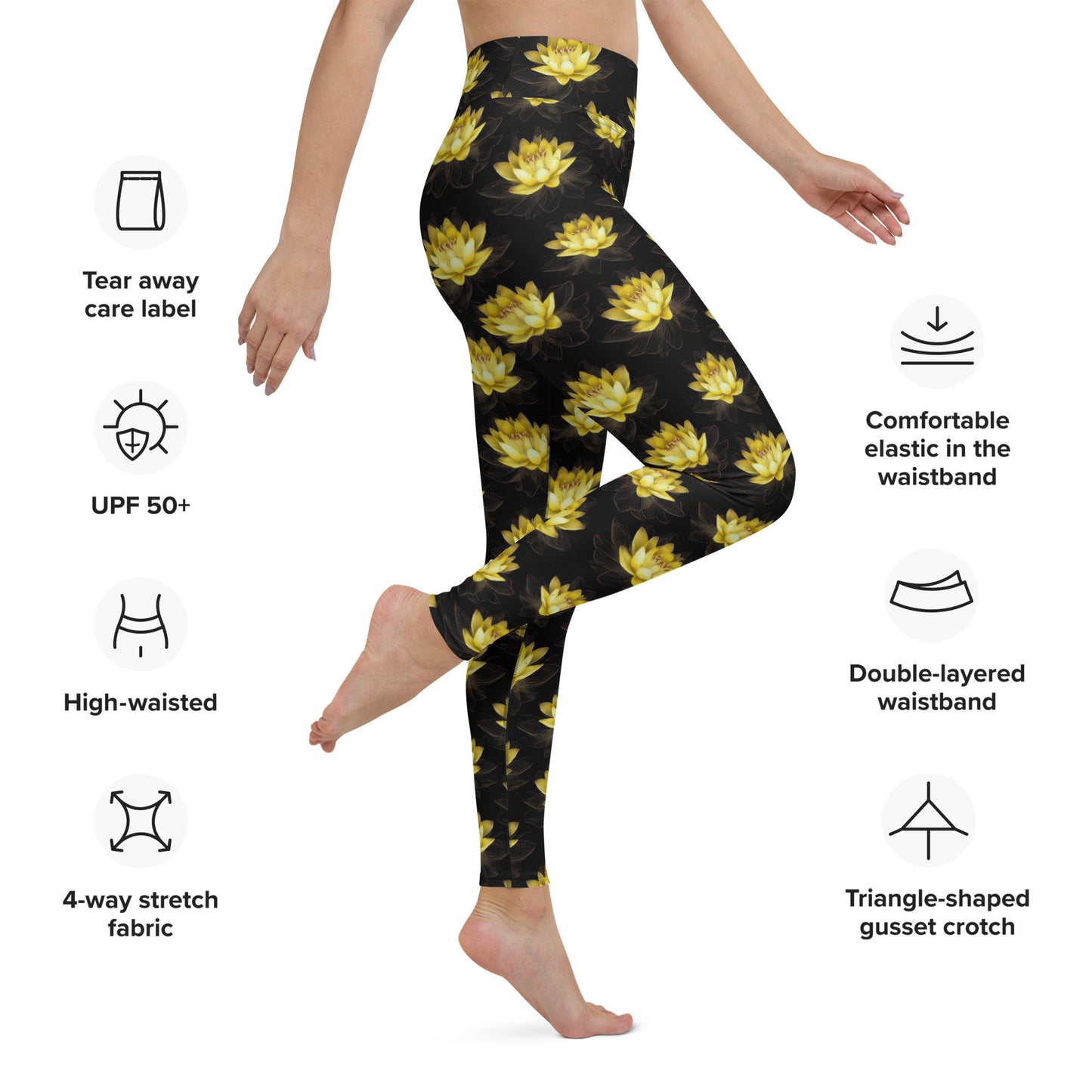 Yellow Lotus Leggings Woman, Yoga Leggings, Leggings for women, Fitness Leggings, Workout Leggings,  Gym Leggings, High Waist Leggings