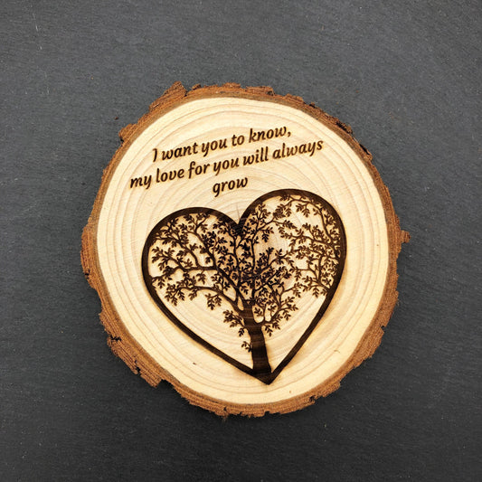 Personalised Romantic Gift | 5th Anniversary Gift | Rustic Natural Wood | Laser Engraved | Personalised | Tree of Life