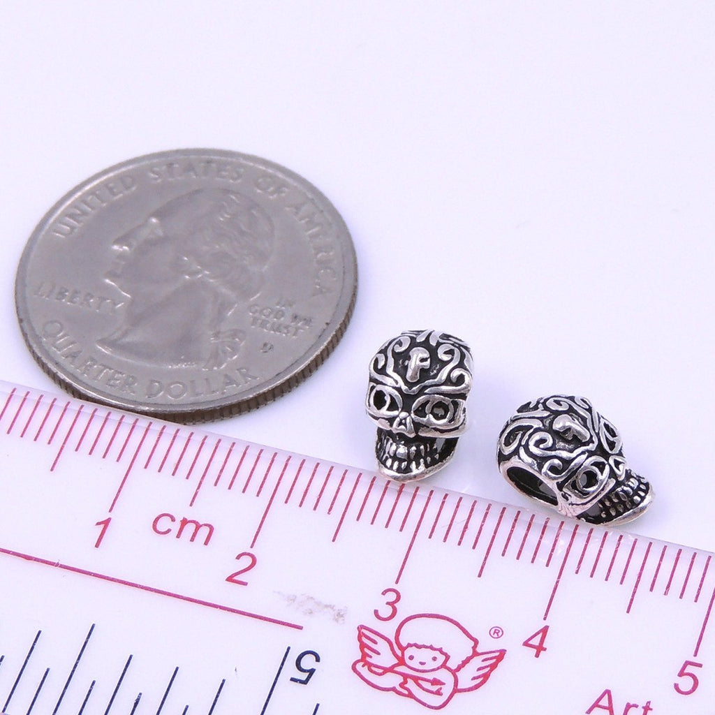 2 PCS Sterling Silver 925 Stamped Vintage Celtic Skull Bead Charm Spacer WSP221 Wholesale: See Discount Coupons in Item Details