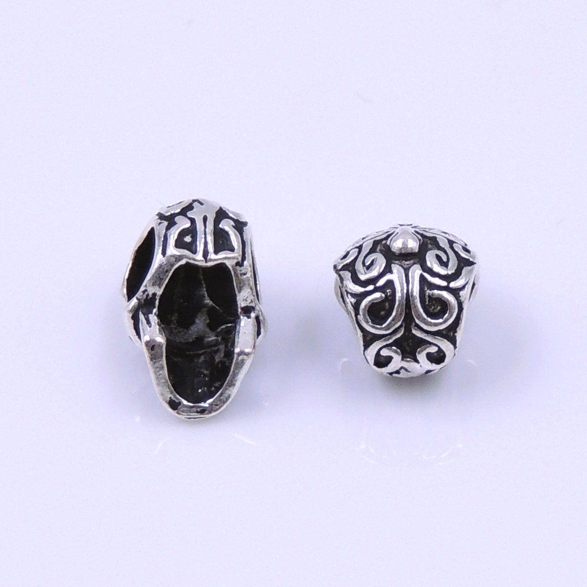 2 PCS Sterling Silver 925 Stamped Vintage Celtic Skull Bead Charm Spacer WSP221 Wholesale: See Discount Coupons in Item Details