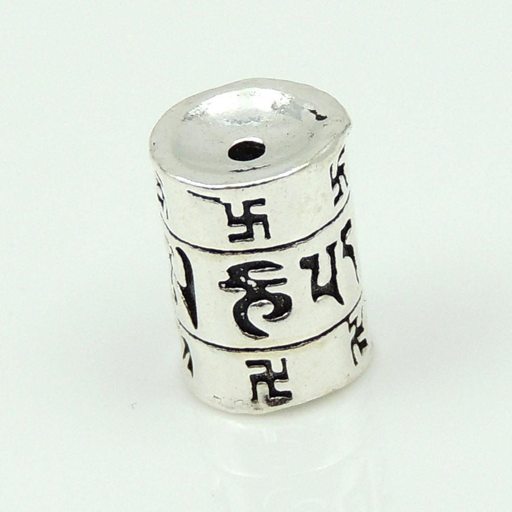 2 PCS 925 Stamp Sterling Silver Vintage Tibetan Buddhism Mantra Charm Bead WSP213X2 Wholesale: See Discount Coupons in Item Details