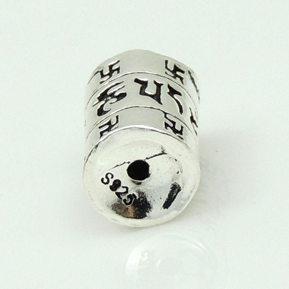 2 PCS 925 Stamp Sterling Silver Vintage Tibetan Buddhism Mantra Charm Bead WSP213X2 Wholesale: See Discount Coupons in Item Details
