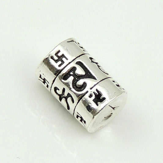 2 PCS 925 Stamp Sterling Silver Vintage Tibetan Buddhism Mantra Charm Bead WSP213X2 Wholesale: See Discount Coupons in Item Details