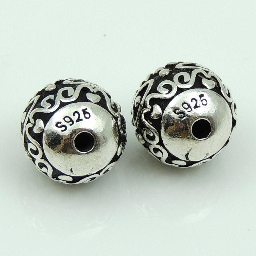 2 PCS 925 Stamp Sterling Silver Vintage Round Bead WSP191X2 Wholesale: See Discount Coupons in Item Details