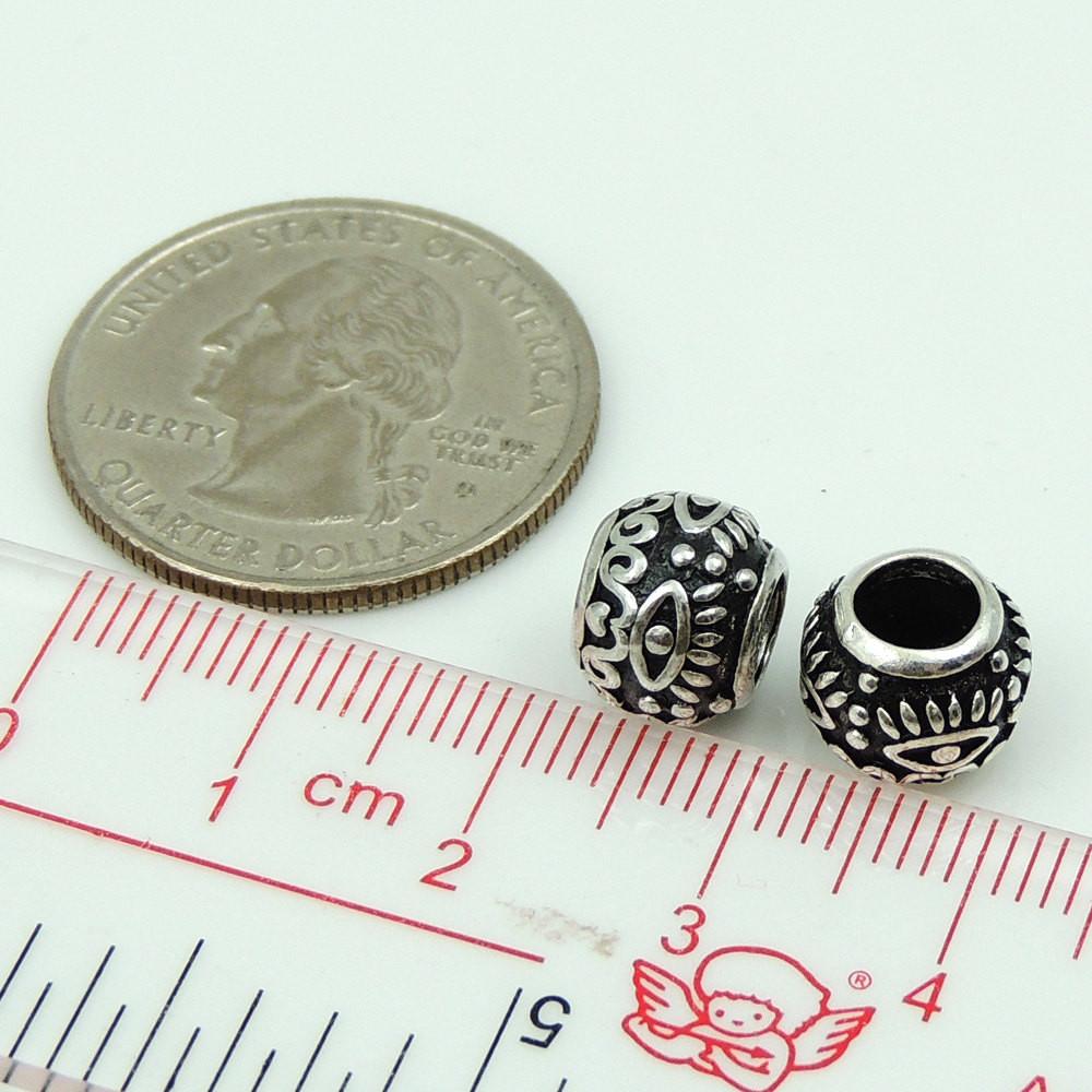 2 PCS S925 Sterling Silver 7.5x9mm Vintage Tibetan Nepalese Barrel Bead WSP192X2 Retail Wholesale