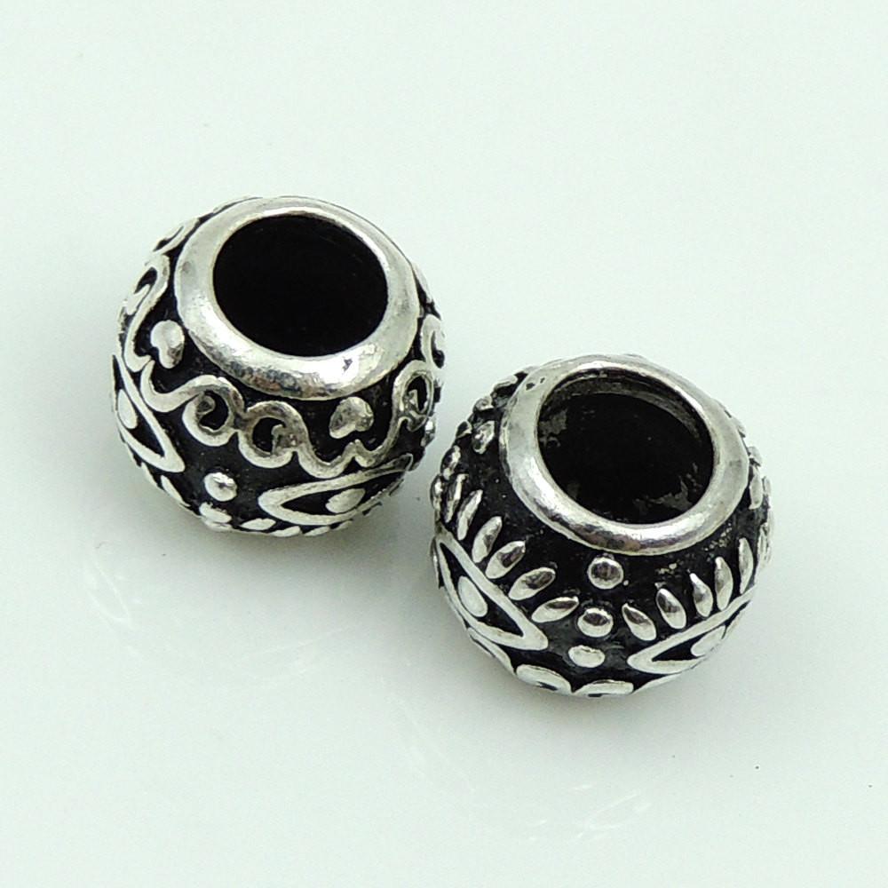 2 PCS S925 Sterling Silver 7.5x9mm Vintage Tibetan Nepalese Barrel Bead WSP192X2 Retail Wholesale