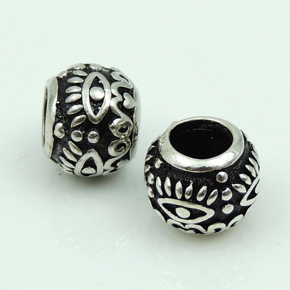 2 PCS S925 Sterling Silver 7.5x9mm Vintage Tibetan Nepalese Barrel Bead WSP192X2 Retail Wholesale