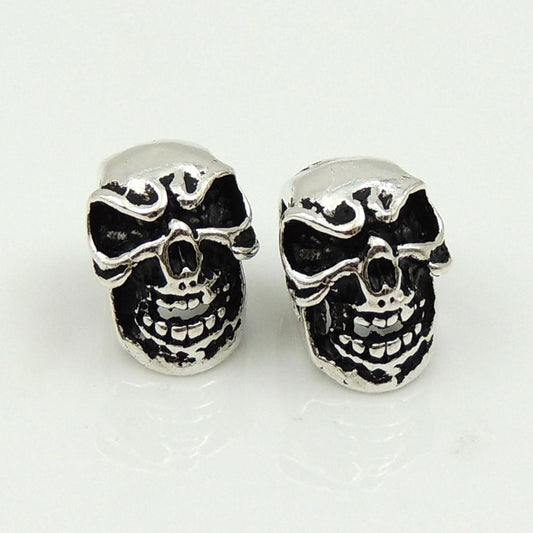 2 PCS Sterling Silver 925 Vintage Celtic Skull Bead Charm Spacer WSP215x2 Wholesale: See Discount Coupons in Item Details