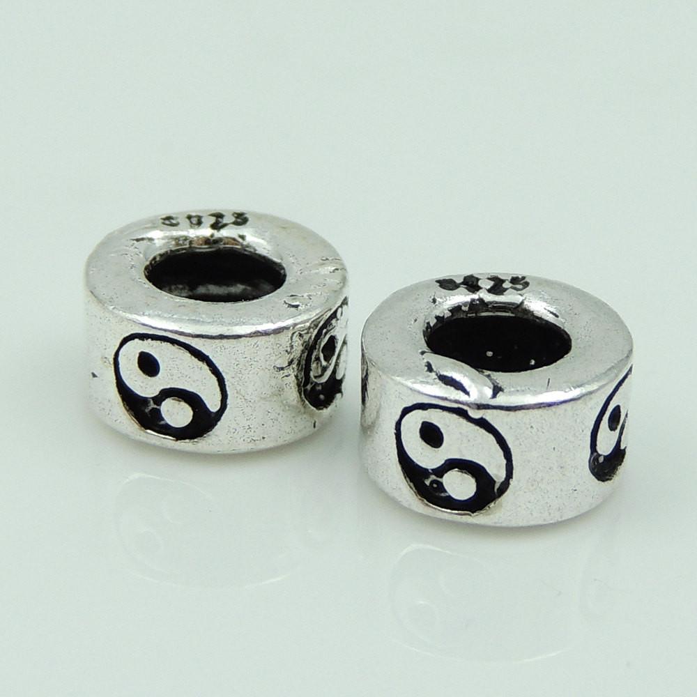 2 PCS Sterling Silver 925 Taiji Barrel Bead Spacer WSP194 Wholesale: See Discount Coupons in Item Details