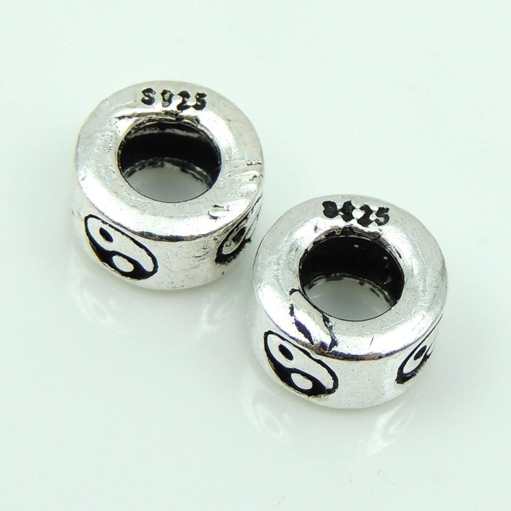 2 PCS Sterling Silver 925 Taiji Barrel Bead Spacer WSP194 Wholesale: See Discount Coupons in Item Details