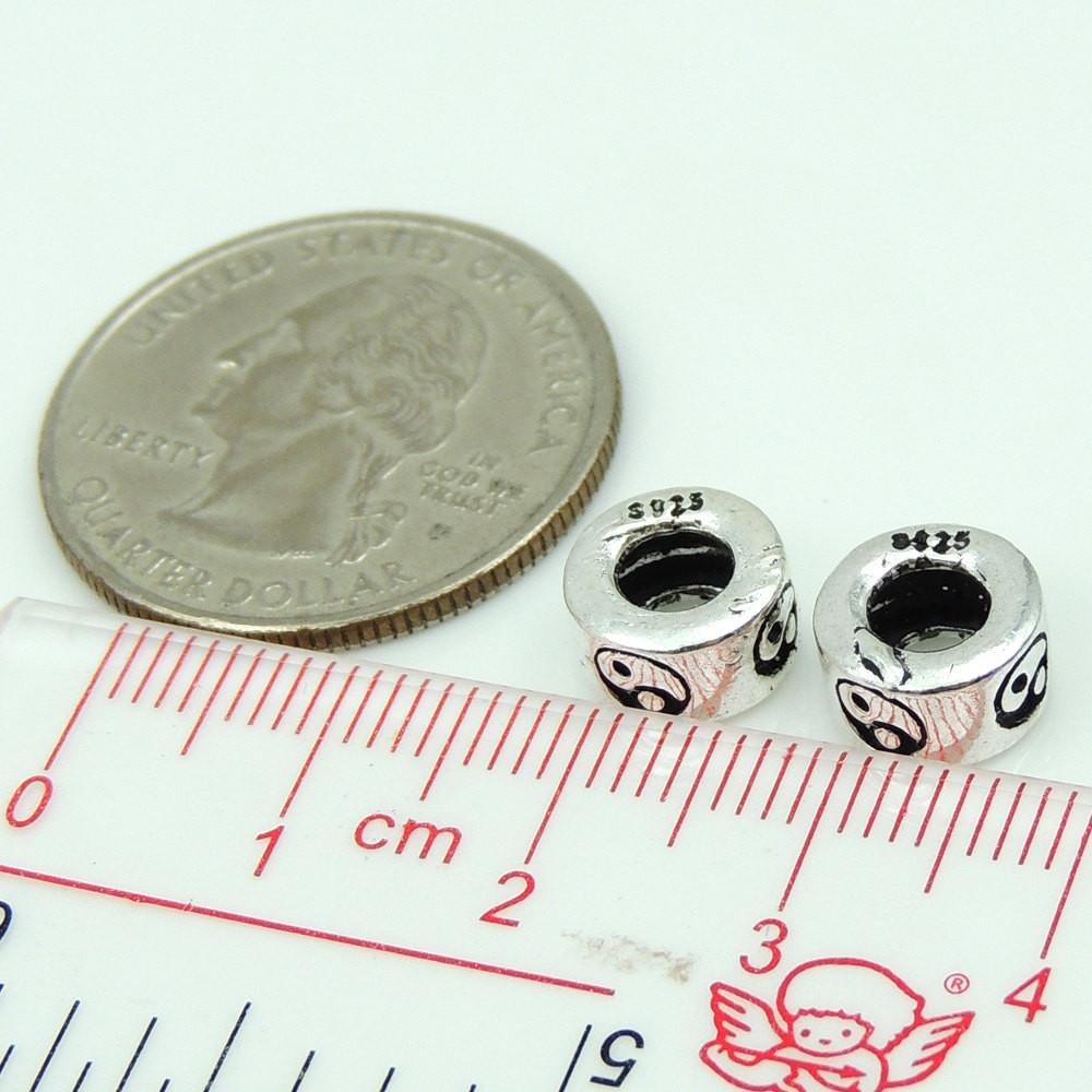 2 PCS Sterling Silver 925 Taiji Barrel Bead Spacer WSP194 Wholesale: See Discount Coupons in Item Details