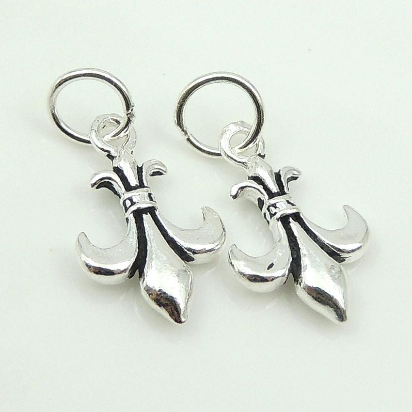 2 PCS Sterling Silver 925 Vintage Fleur de Lis Pendant  WSP150 Wholesale: See Discount Coupons in Item Details