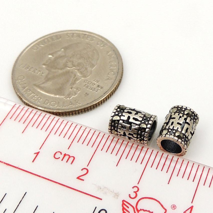 2 PCS Handmade 925 Sterling Silver Marcasite Bead Vintage Mantra WSP138X2 Wholesale: See Discount Coupons in Item Details