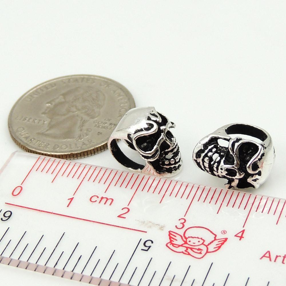 2 PCS Sterling Silver 925 Vintage Celtic Skull Bead Charm Spacer WSP185X2 Wholesale: See Discount Coupons in Item Details