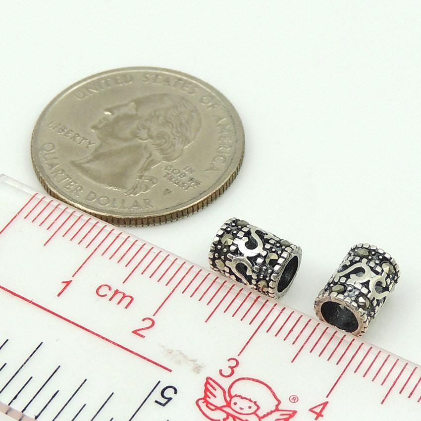 2 PCS Handmade 925 Sterling Silver Marcasite Bead Vintage Celtic WSP167X2 Wholesale: See Discount Coupons in Item Details
