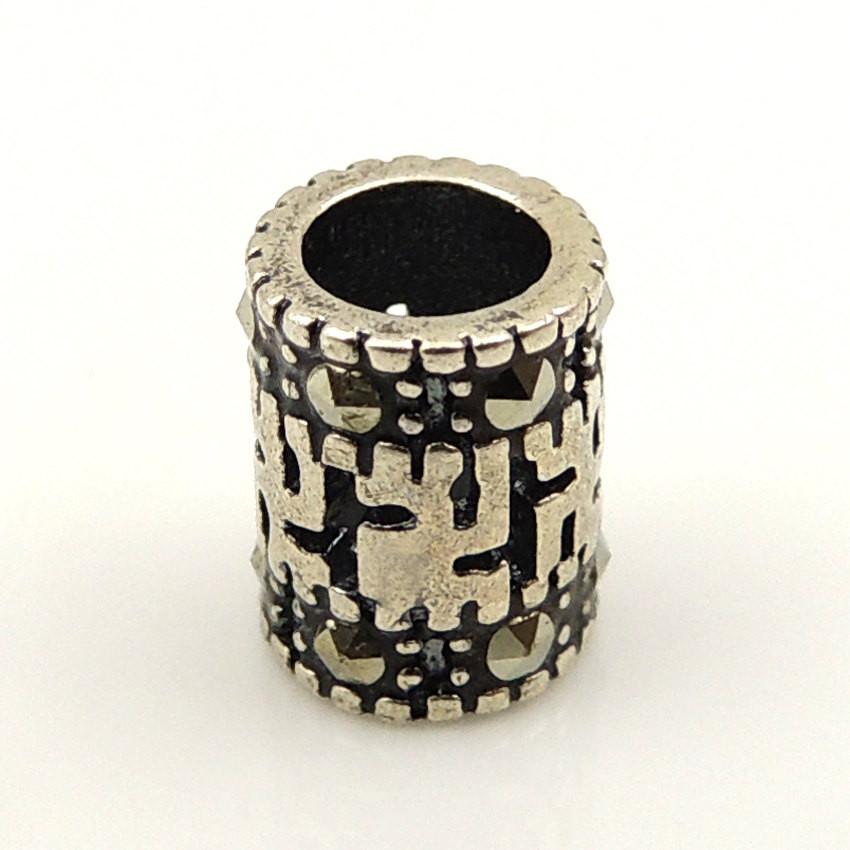 2 PCS Handmade 925 Sterling Silver Marcasite Bead Vintage Mantra WSP138X2 Wholesale: See Discount Coupons in Item Details