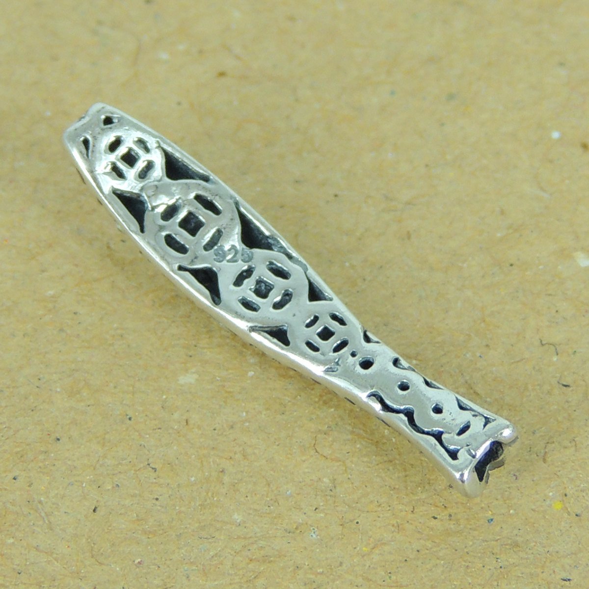 1 PCS 925 Stamped Sterling Silver Marcasite Lotus Chinese Lucky Fish Charm Bead WSP343X1 Wholesale: See Discount Coupons in Item Details