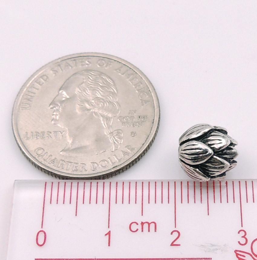 2 PCS Sterling Silver Lotus Bead 925 Vintage Buddhism Protection WSP081X2 Wholesale: See Discount Coupons in Item Details